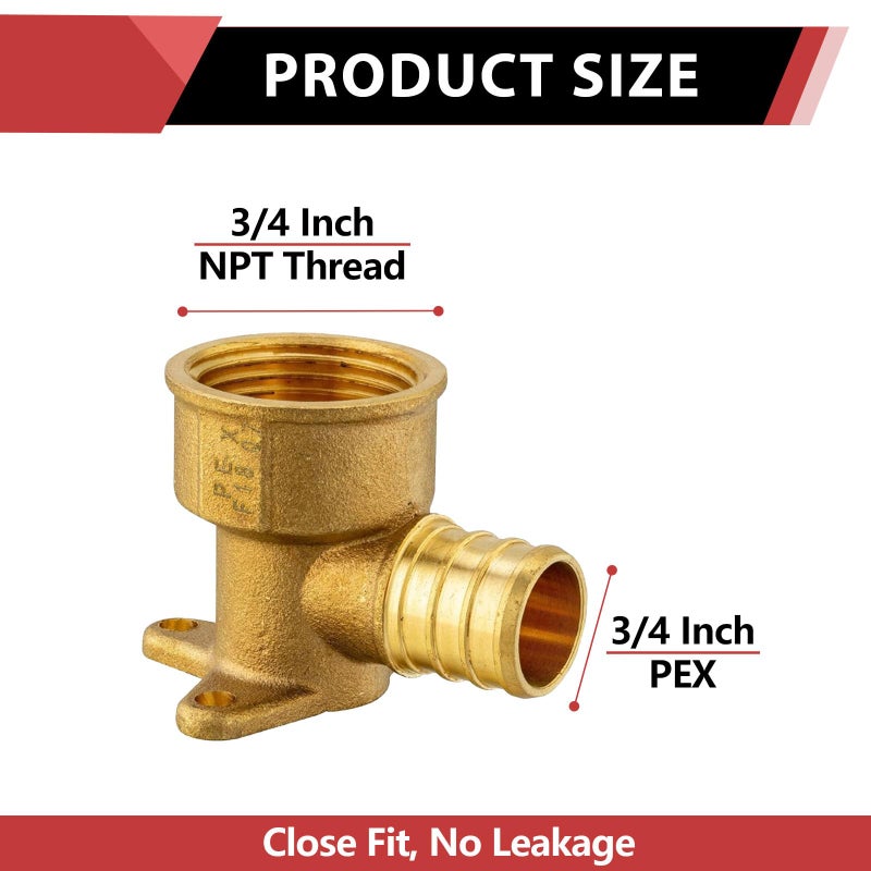 EFIELD (Pack of 5) EFIELD Pex 3/4 Inch x 3/4 Inch Female NPT Drop-ear Elbow Crimp Fittings, ASTM F1807,(PEX1807169-5PCS) - Image 2